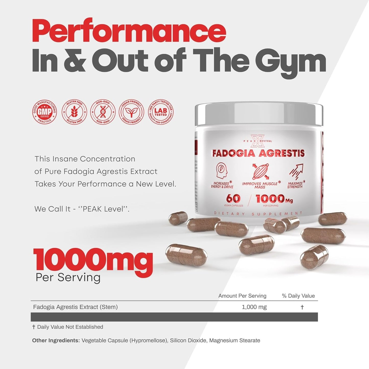 Testosterone Booster for Men with Fadogia Agrestis 1000mg Per Serving - Improve Natural Testosterone production