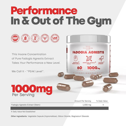 Testosterone Booster for Men with Fadogia Agrestis 1000mg Per Serving - Improve Natural Testosterone production
