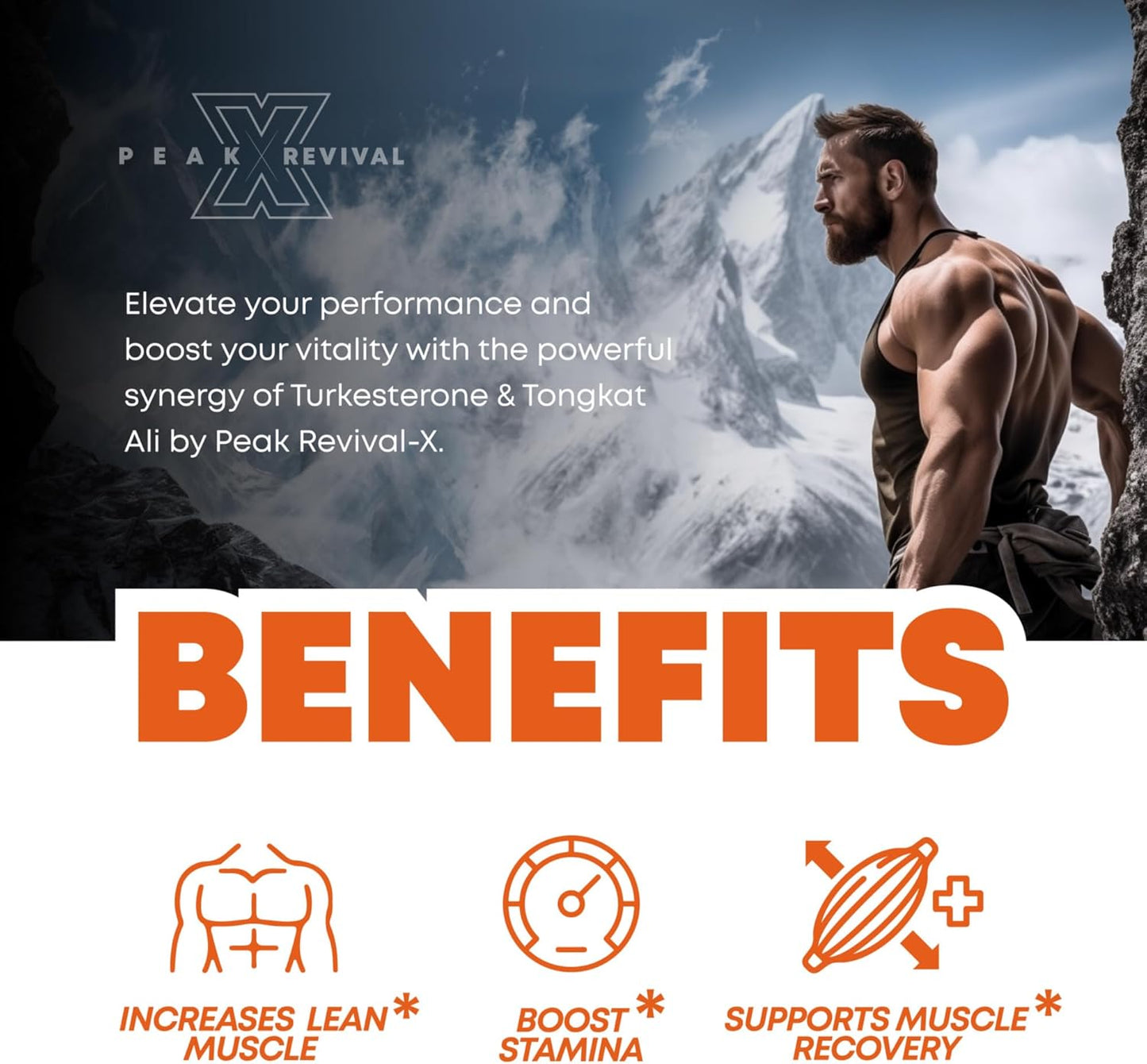 Peak Revival-X Turkesterone & Tongkat Ali 1000mg Supplement - 500mg Ajuga Turkestanica Per Serving Increase Stamina
