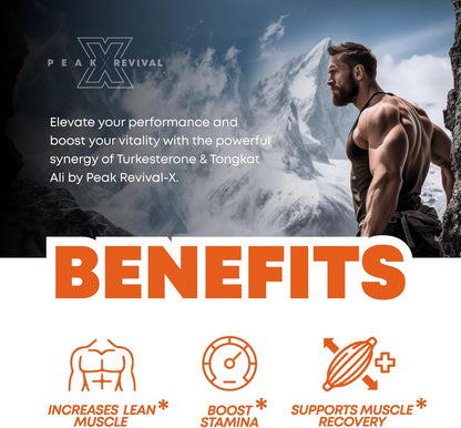 Peak Revival-X Turkesterone & Tongkat Ali 1000mg Supplement - 500mg Ajuga Turkestanica Per Serving Increase Stamina