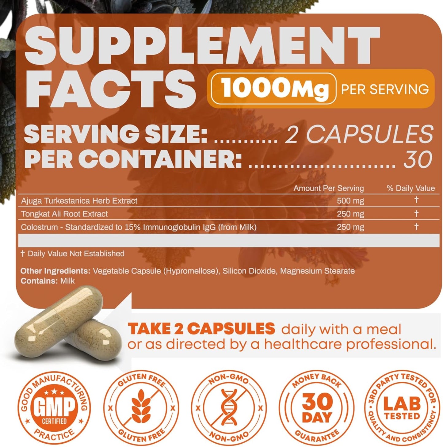 Peak Revival-X Turkesterone & Tongkat Ali 1000mg Supplement - 500mg Ajuga Turkestanica Per Serving Increase Stamina