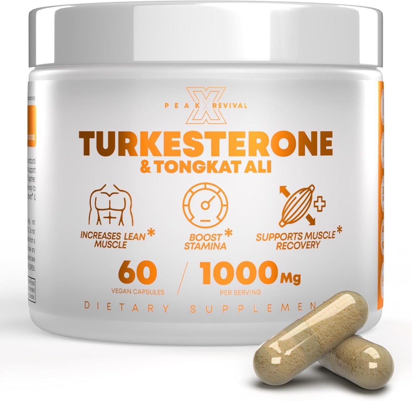 Peak Revival-X Turkesterone & Tongkat Ali 1000mg Supplement - 500mg Ajuga Turkestanica Per Serving Increase Stamina